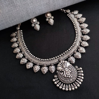 Temple Jewellery Oxidised Necklace Set