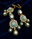 Green Kundan Earrings with Matching Maang Tikka Set