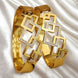 Geometric Cut Golden Bracelets for Women with Crystal Accent