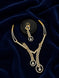 Gold American Diamond Leaf Drop Necklace Set with Earrings