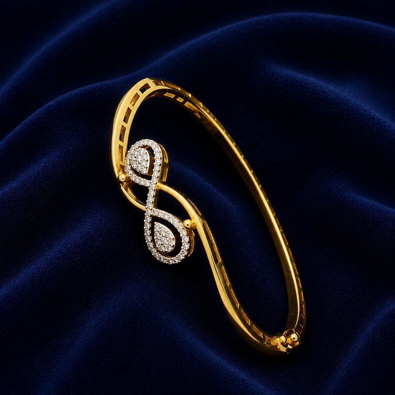 Gold American Diamond Infinity Designer Bangle