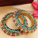 Green Kundan & Pearl Bangles for Women – Traditional Design