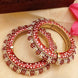 Royal Red Kundan Bridal Bangles with Pearl Detailing