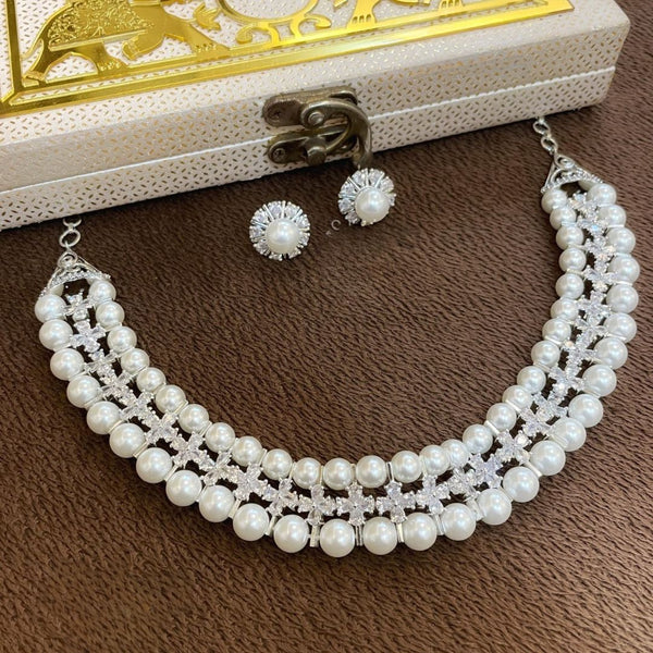 Elegant White Pearl Necklace Set with Earrings for Women