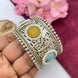 Silver Brass Kada Bracelet for Women with Parrot Motif & Stone Accents