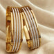 Gold-Toned Triple Line AD Bracelet Set for Women & Girls