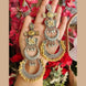 Oxidised Silver-Gold Jhumka Earrings with Yellow Beads