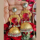 Antique Red Gold Big Jhumka Earrings with Ghungroo Drops