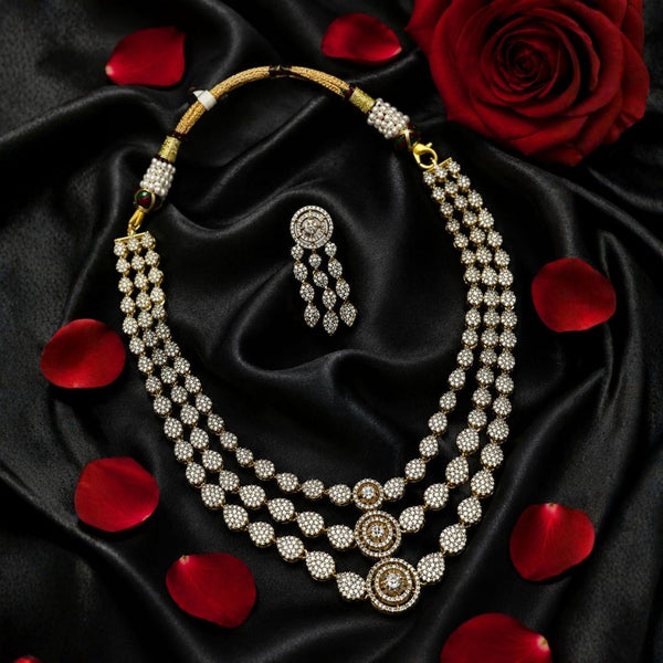 Designer American Diamond Layered Necklace Set