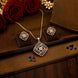 Golden Crystal Square Pendant Set