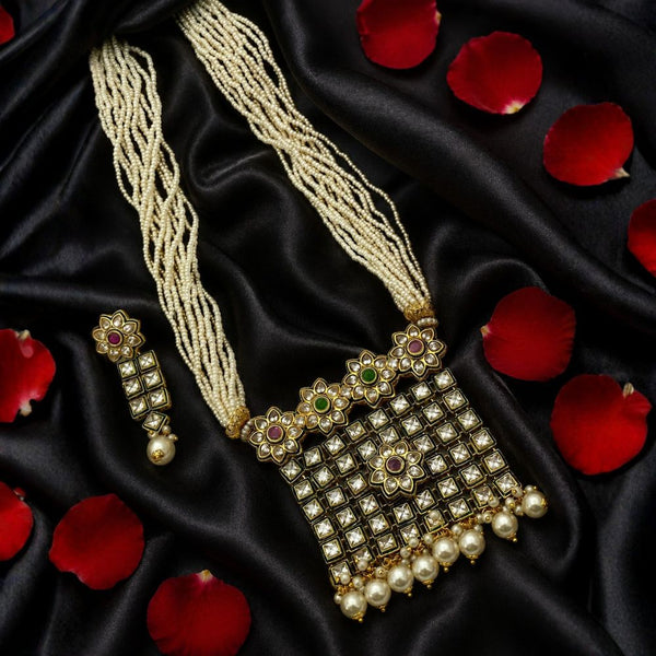 Elegant Pearl Kundan Necklace Set for Women