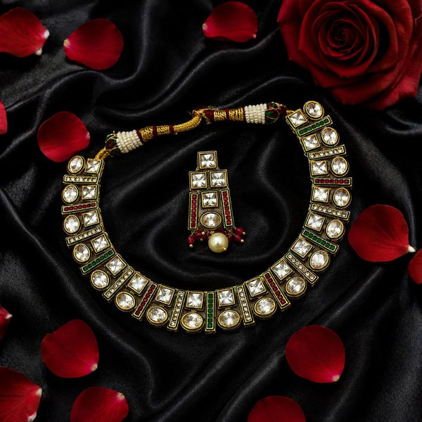 Designer Antique Kundan Necklace Set for Women