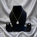 Silver Rhodium CZ American Diamond Square Pendant Set