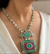 Emerald Green Statement Necklace Set with Antique Finish
